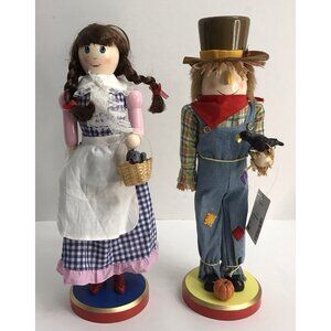 14” Wizard Of Oz Scarecrow and Dorothy Vintage Christmas Nutcrackers
